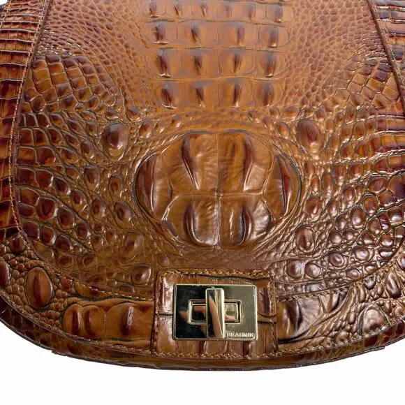 Brahmin Sonny Melbourne Turnlock Flap Crossbody Bag Pecan Brown